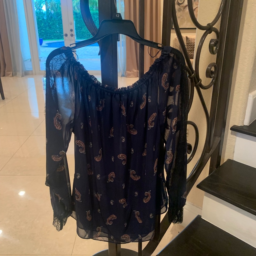 Navy Paisley Women's Top